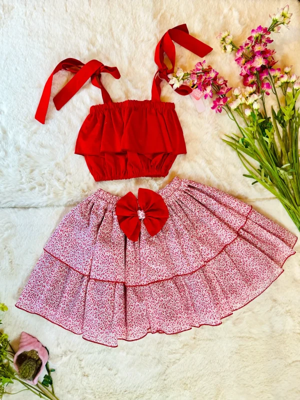 top and layer skirt Red 3 Petal Ruffles Kit