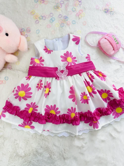 pink petals frock_01 Pink petal baby frock